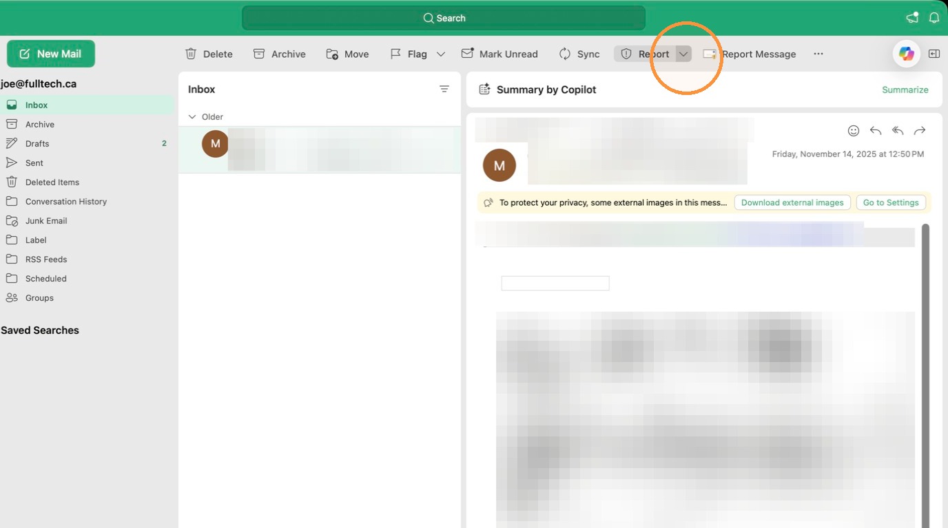 Screenshot for step 3: Click the Report dropdown menu.