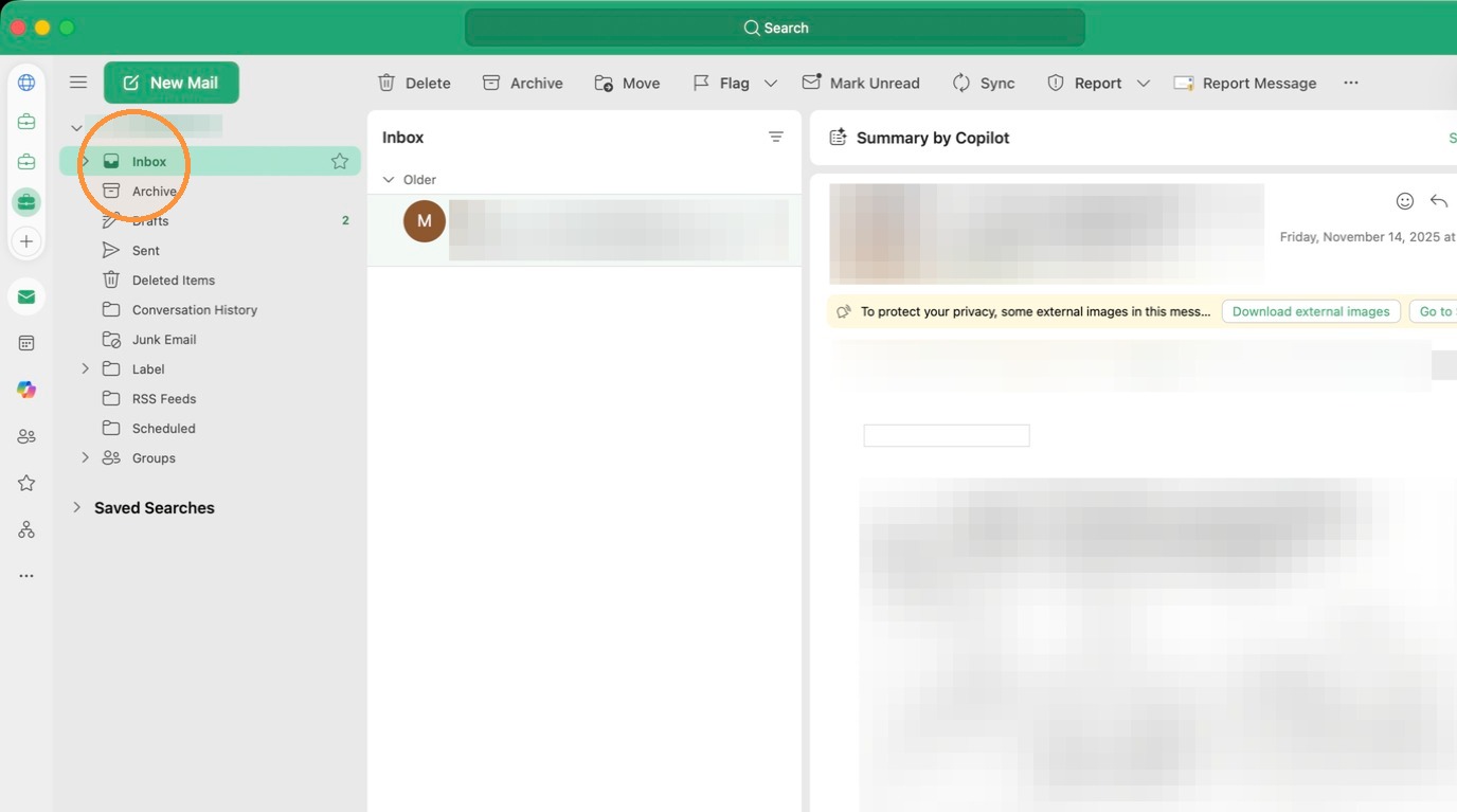 Screenshot for step 1: Click "Inbox"