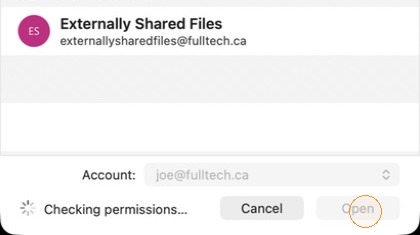 Screenshot for step 4: Select 'sharedmailbox' and click 'Open'