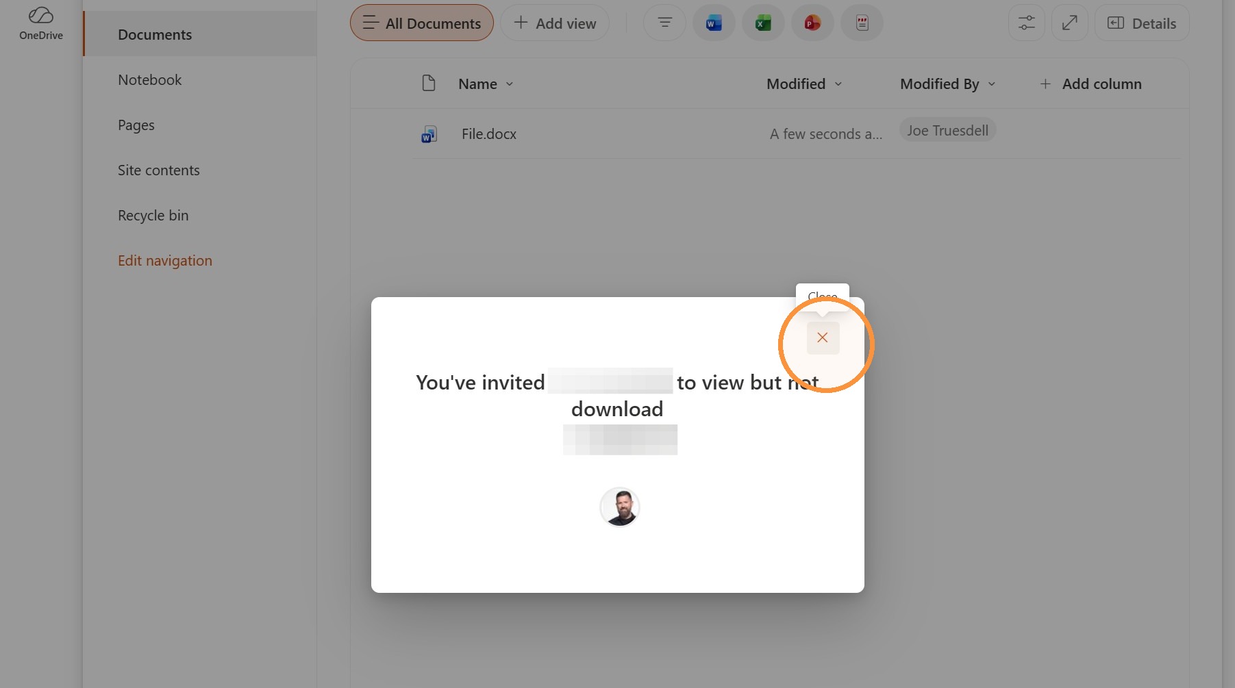 Screenshot for step 12: Click Close