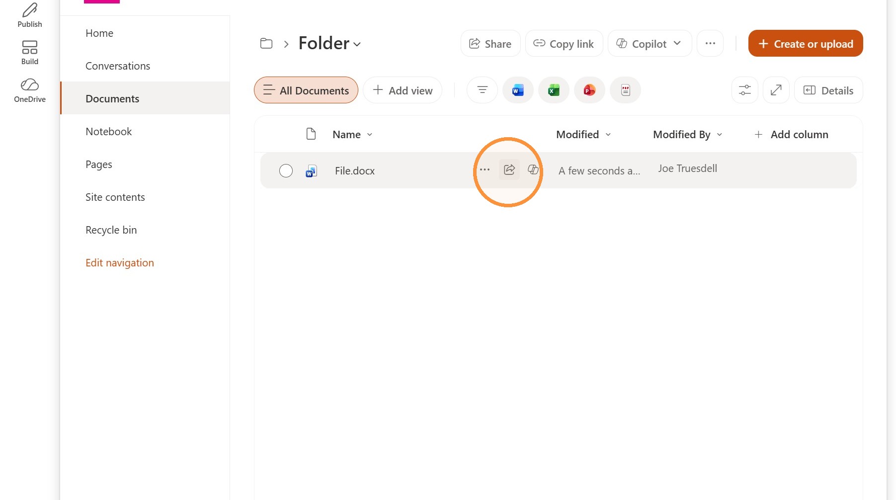 Screenshot for step 2: Click the Share icon