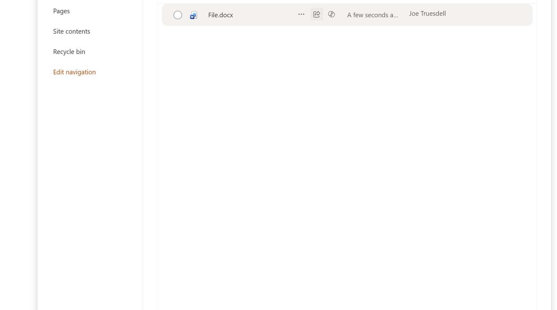Screenshot for step 1: Navigate to the SharePoint site you would like to share a file/folder from